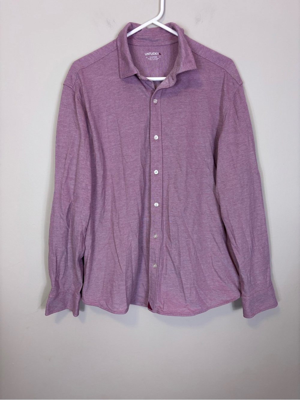 UNTUCKit Men's Long-Sleeve Button-Up Shirt in Reddish Pink XL